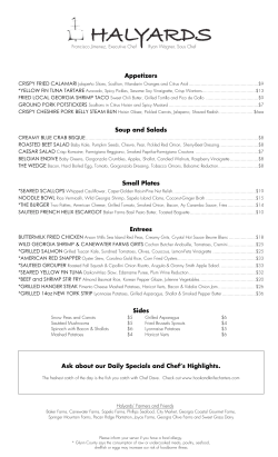 Dinner Menu - Halyards Restaurant