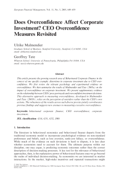 Does Overconfidence Affect Corporate Investment? CEO
