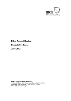 Price Control Review - Malta Communications Authority