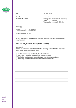 Example exam Trade, Collection and Storage and Transhipment