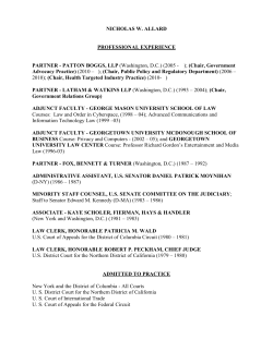 NICHOLAS W. ALLARD PROFESSIONAL EXPERIENCE PARTNER