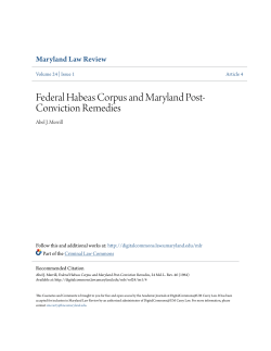 Federal Habeas Corpus and Maryland Post