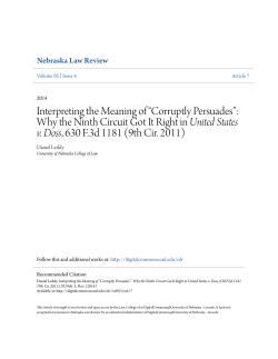 Corruptly Persuades - DigitalCommons@University of Nebraska