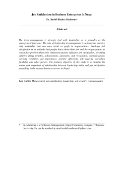 Job Satisfaction in Business Enterprises in Nepal