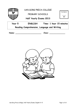 SAN GORG PRECA COLLEGE PRIMARY SCHOOLS Half Yearly