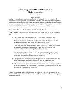 STATUTORY RIGHT TO ENGAGE IN AN OCCUPATION