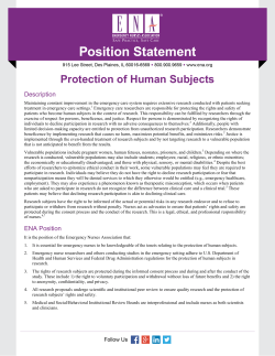 Protection of Human Subjects - Emergency Nurses Association
