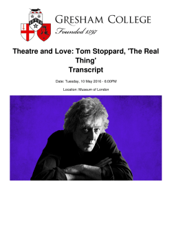 Theatre and Love: Tom Stoppard, `The Real Thing` Transcript