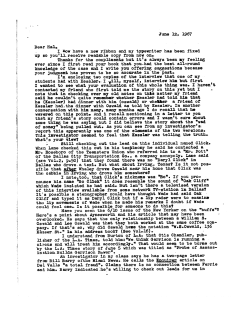 June 12, 1967 Dear Hal,, I now have a new ribbon and my typewriter