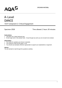 A-level Dance Specimen question paper Component 2