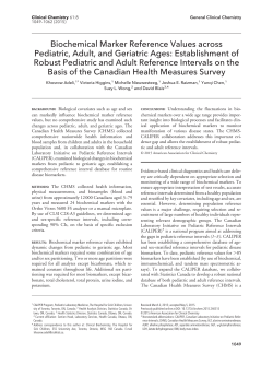 Biochemical Marker Reference Values across