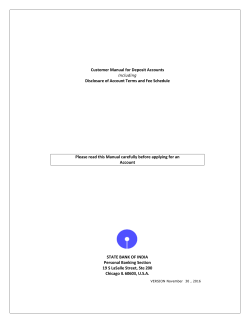 Customer Manual for Deposit Accounts
