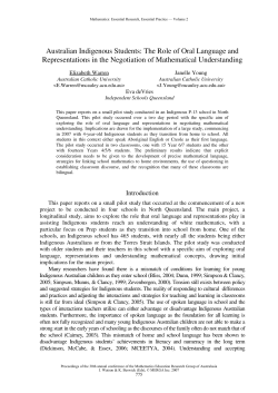 Australian Indigenous Students: The Role of Oral