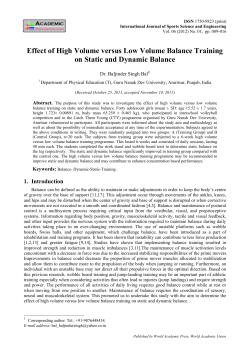 Effect of High Volume versus Low Volume Balance Training on