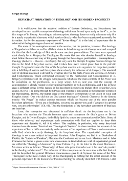 Horujy Sergey S. Hesychast Formation of Theology and its Modern