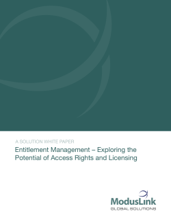 Entitlement Management &ndash; Exploring the Potential of