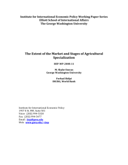 The Extent of the Market and Stages of Agricultural Specialization
