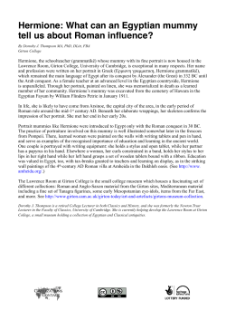 Hermione: What can an Egyptian mummy tell us about Roman