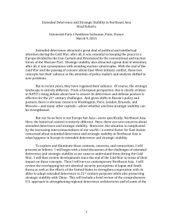 1 Extended Deterrence and Strategic Stability in Northeast Asia