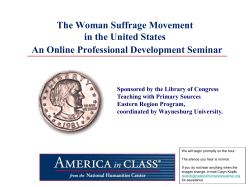 An Online Professional Development Seminar The Woman Suffrage