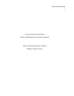 Toward a Theoretical Psychology