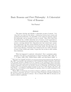 Basic Reasons and First Philosophy