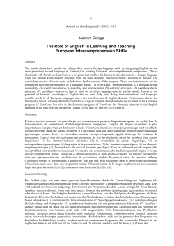 The Role of English in Learning and Teaching European