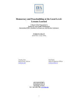 Democracy and Peacebuilding at the Local Level: Lessons Learned