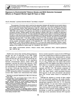 Exposure to Environmental Tobacco Smoke and
