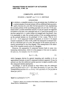 Complete Annuities - Society of Actuaries