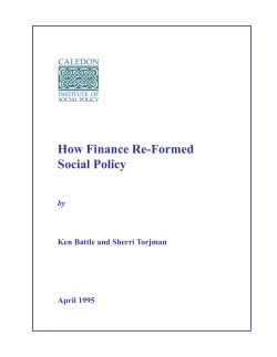 How Finance Re-Formed Social Policy