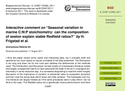 Interactive comment on &ldquo;Seasonal variation in marine C:N:P