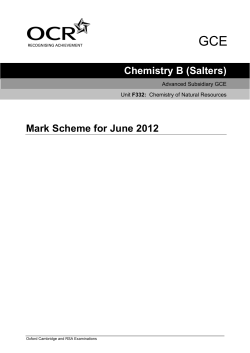 Mark Scheme - Unit F332 - Chemistry of natural resources