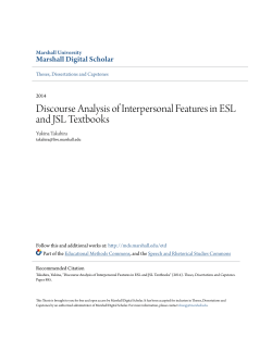Discourse Analysis of Interpersonal Features in ESL and JSL