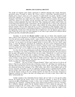 IDIOMS AND NATIONAL IDENTITY This month our linguistic quest