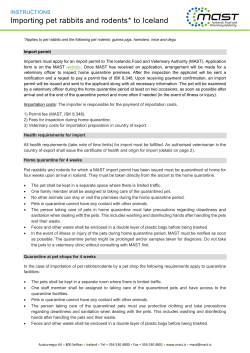 importation of rabbits / rodents (guinea pigs, mice, degu, hamsters)