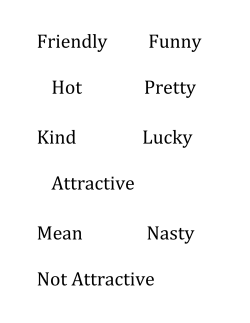 Friendly Funny Hot Pretty Kind Lucky Attractive Mean Nasty Not