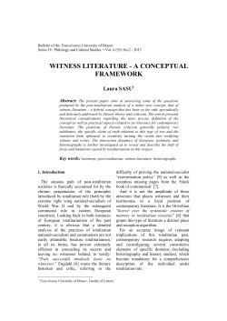 WITNESS LITERATURE - A CONCEPTUAL FRAMEWORK