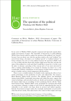 The question of the political - HAU: Journal of Ethnographic Theory