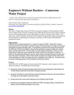 Engineers Without Borders&mdash;Cameroon Water Project