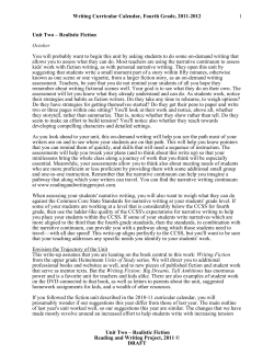 Unit Two &ndash; Realistic Fiction - Teachers College Reading and Writing