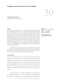 Modalities of poetic syntax in the work of Hejduk