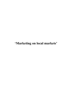 Marketing on local markets - Committee of the Regions