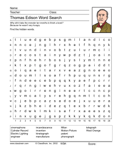Thomas Edison Word Search
