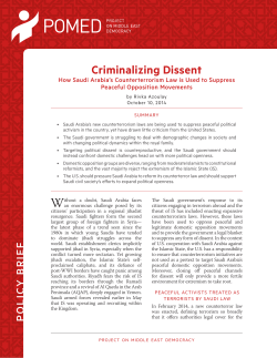 Criminalizing Dissent - Project on Middle East Democracy