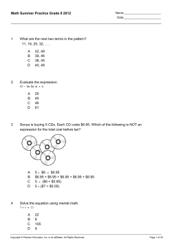 Math Summer Practice Grade 8 2012 1 What are the