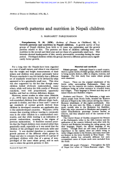 Growth patterns and nutrition in Nepali children