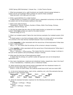 CH302 Spring 2009 Worksheet 1 Answer Key: A Little Thermo