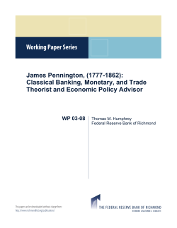 James Pennington, (1777-1862): Classical Banking, Monetary, and