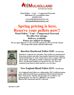 SPRING PRICING on PELLETS, COAL, AND COMPRESSED